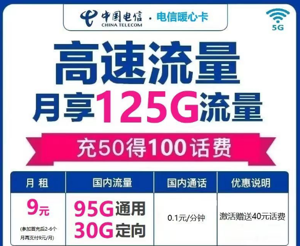 電信流量卡是一定會有定向流量的嗎？電信暖心卡9元125G|電信冬梅卡29元140G